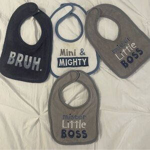 Neat Solutions Baby Bib Set in Navy, Gray and White - Set of 4